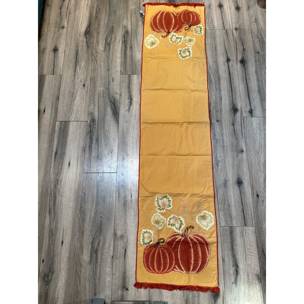 Embroidered Pumpkin Table Runner 17" X 71" Fall Decor By Haymarket Square Nicole